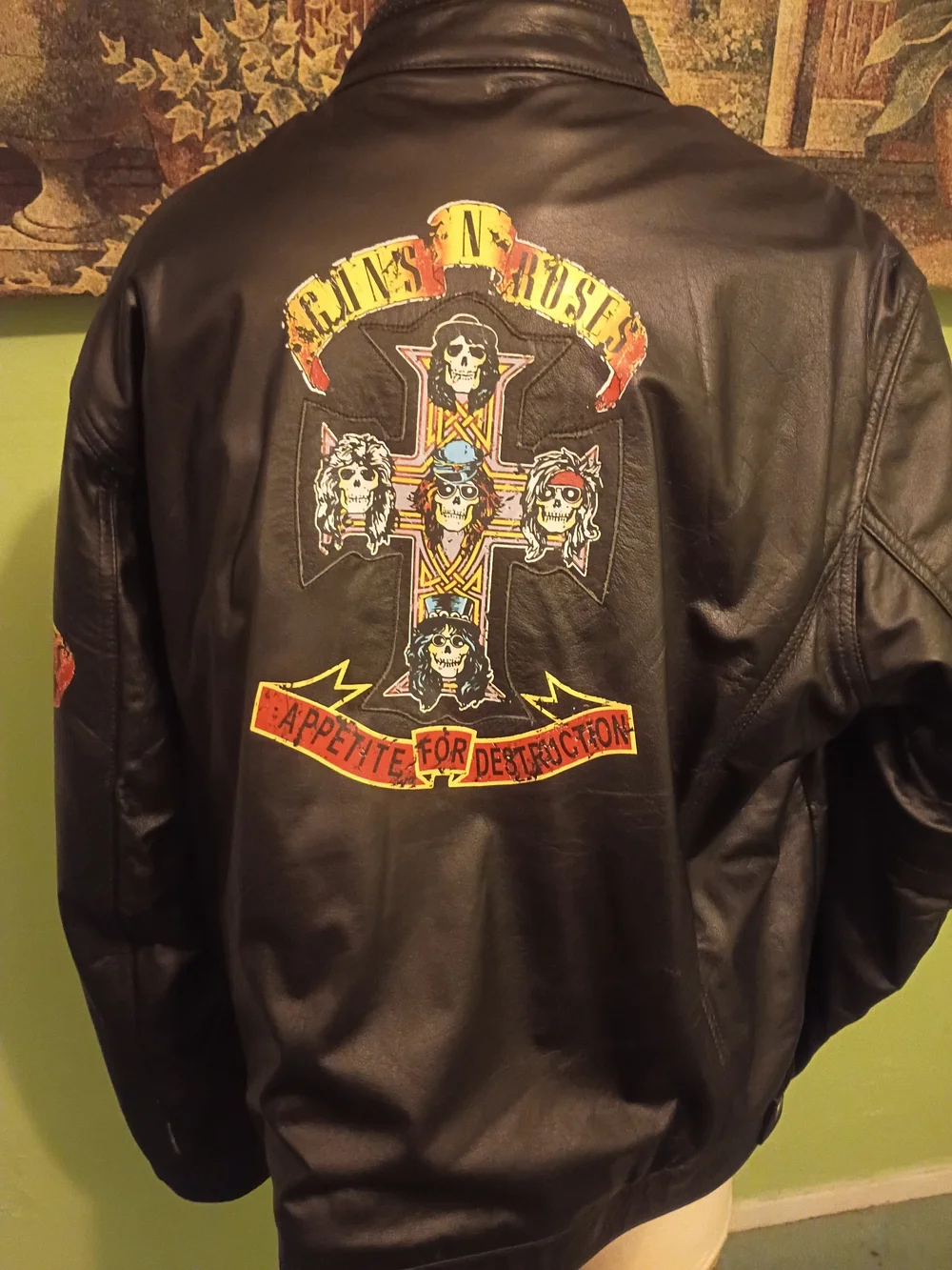Guns And Roses Jacket Wilsons Leather Black Asymmetrical Zip Bomber Jacket